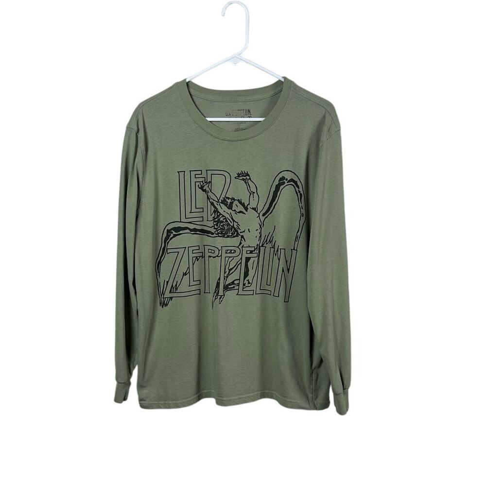 Led Zeppelin Green Long Sleeve Band Tee size L